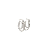 14k White Gold  .75ct G VS2 Double Hoop Channel Set Baguette Earrings